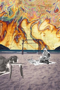 a man is laying on the beach